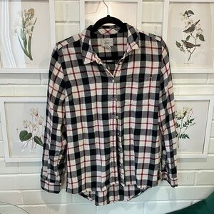 Black, cream and red soft flannel shirt. So cozy.